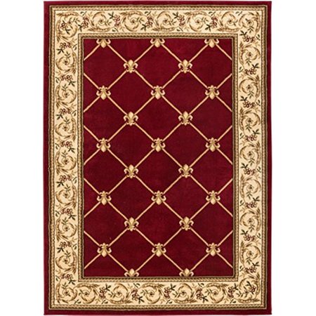 PERFECTPILLOWS 7 ft. 10 in. x 10 ft. 6 in. Timeless Fleur De Lis Area Rug - Red PE1641795